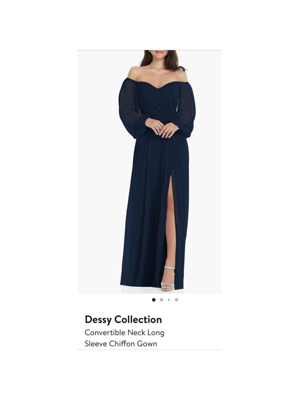 NEW Dessy Collection size 8 Bridgertoncore Chiffon Gown Maxi Formal Dress Navy